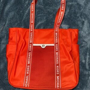 Michael Kors Vibrant Orange Tote with Logo Straps